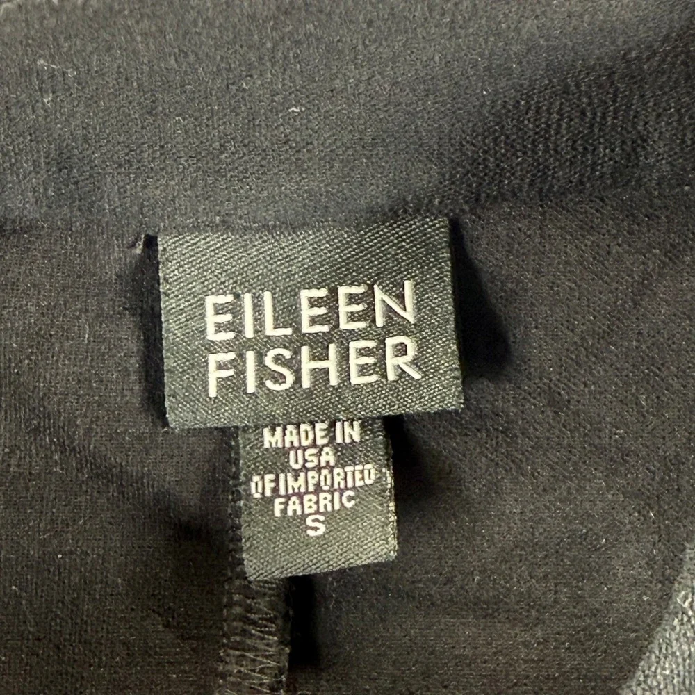 EILEEN‎ FISHER Black Full Zip Mock Neck Jacket Cardigan Top Size S Made in USA